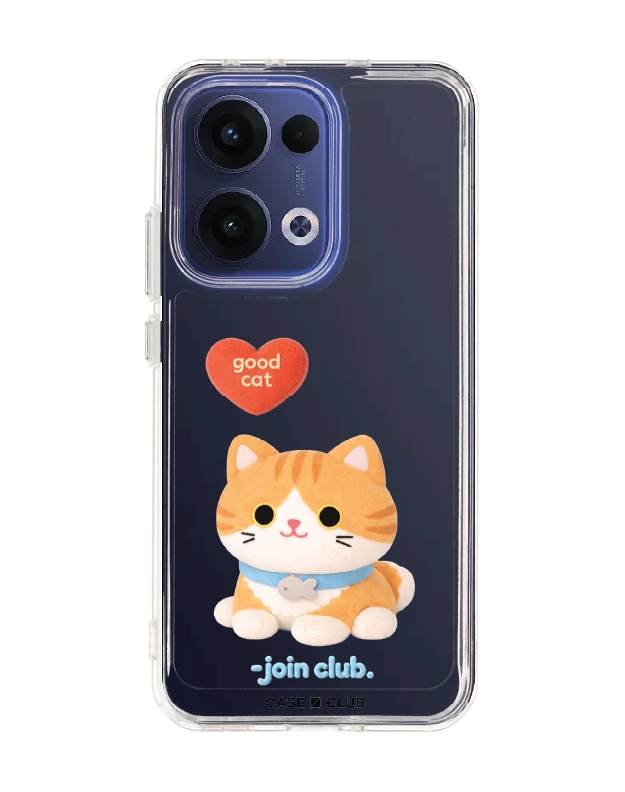 oppo reno 13 clear case join the club heartful orange cat