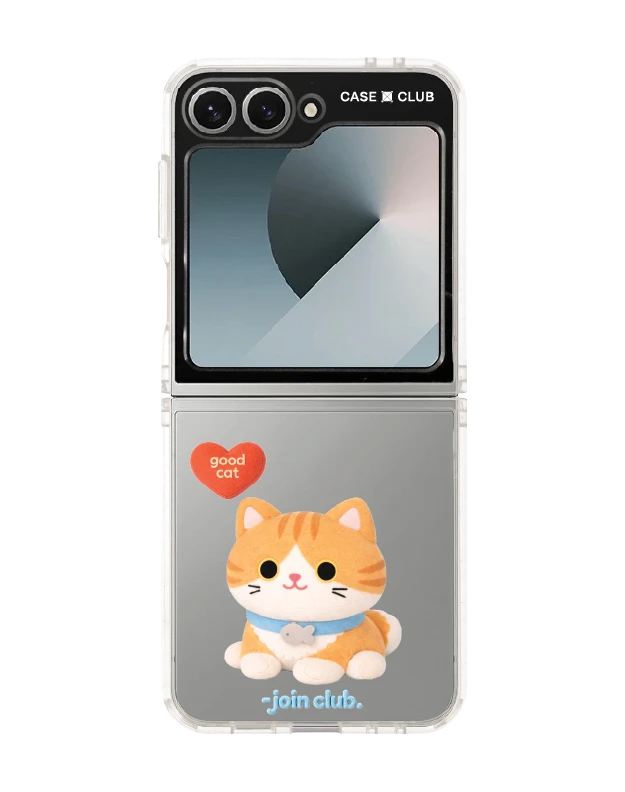 samsung galaxy z flip 6 clear case join the club heartful orange cat