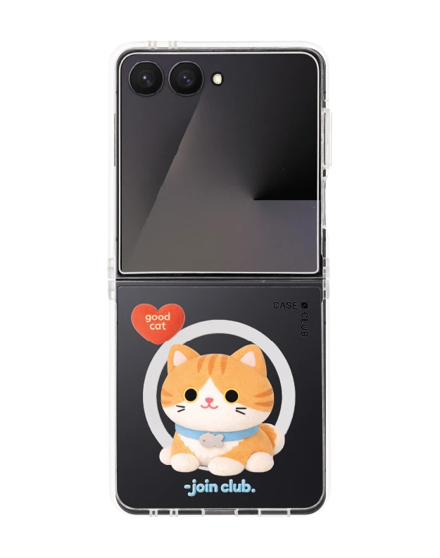 samsung galaxy z flip 7 clear magsafe join the club heartful orange cat
