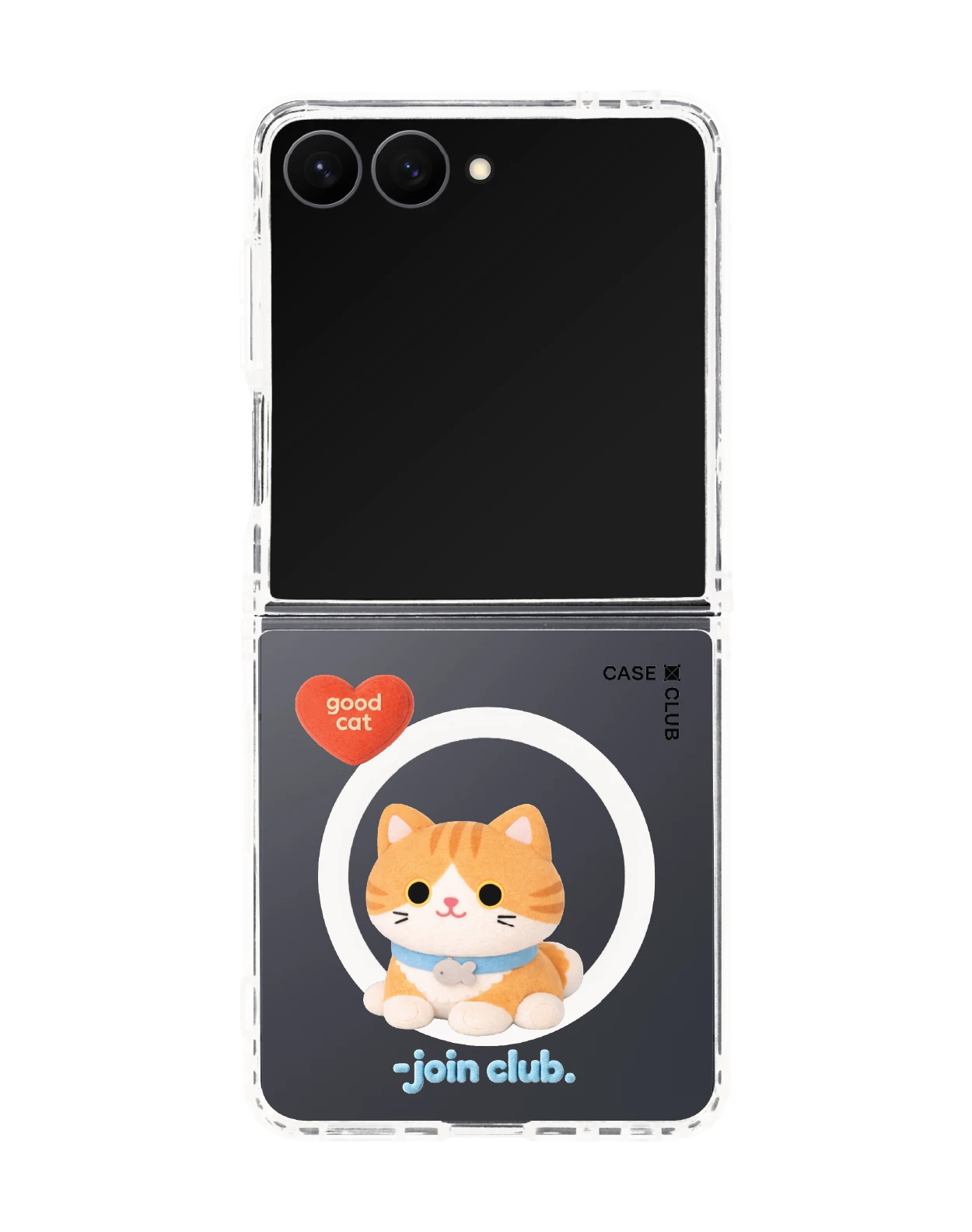 samsung galaxy z flip 8 clear magsafe join the club heartful orange cat