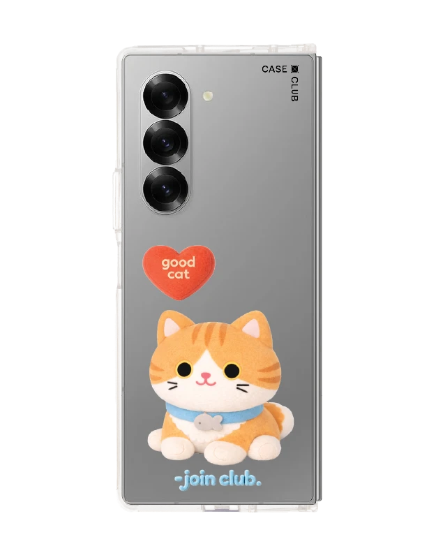 samsung galaxy z fold 6 clear case join the club heartful orange cat