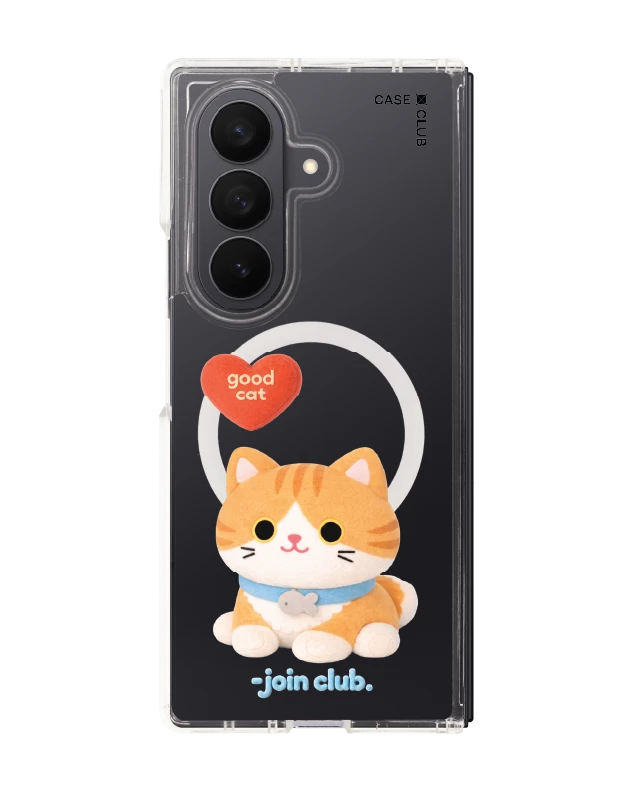 samsung galaxy z fold 7 clear magsafe join the club heartful orange cat