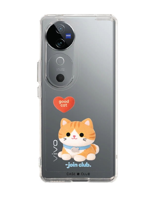 vivo v40 5g clear case join the club heartful orange cat