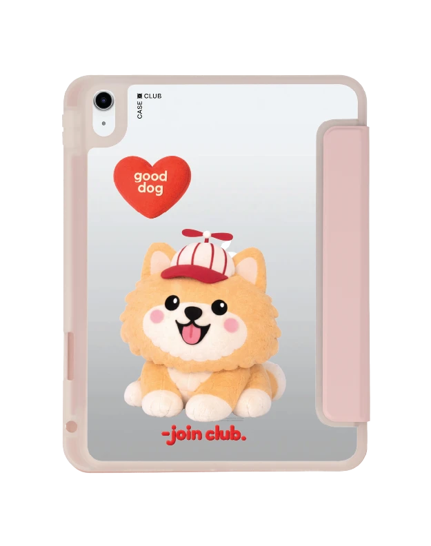ipad gen 10th/11th 2025 clear pink join the club heartful pomeranian