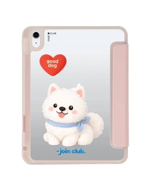 ipad gen 10th/11th 2025 clear pink join the club heartful samoyed