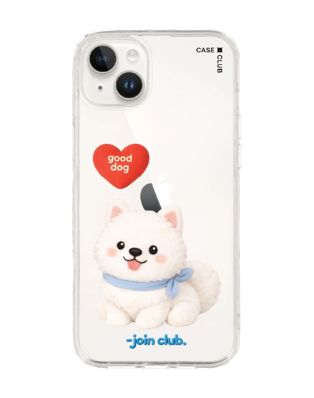 iphone 14 plus clear case join the club heartful samoyed