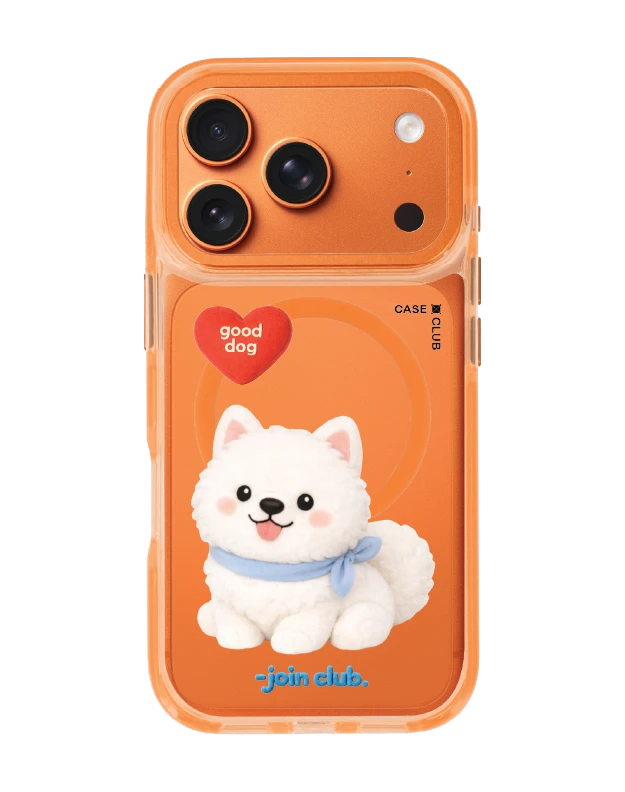 iphone 17 pro clear orange magsafe join the club heartful samoyed