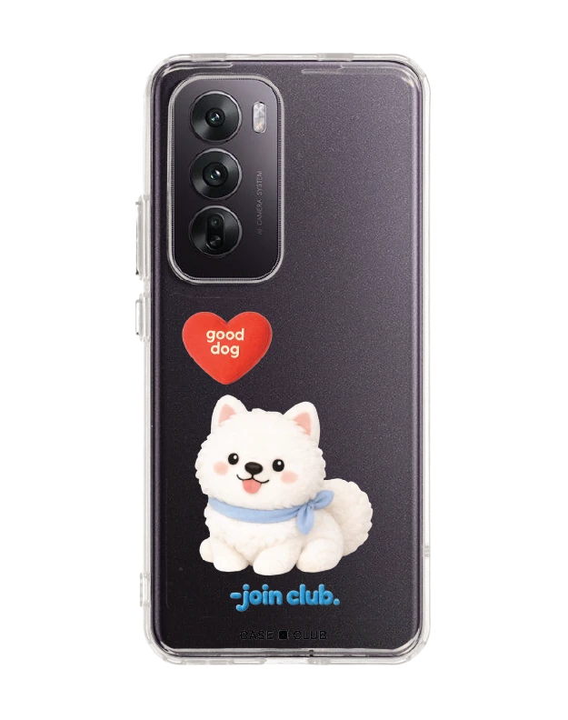oppo reno 12 clear case join the club heartful samoyed