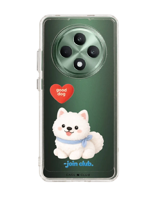 oppo reno 12f clear case join the club heartful samoyed