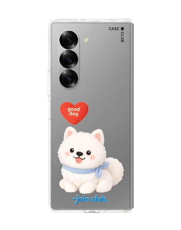 samsung galaxy z fold 6 clear case join the club heartful samoyed