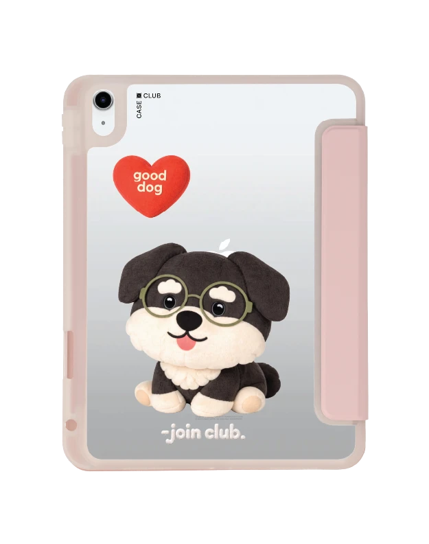 ipad gen 10th/11th 2025 clear pink join the club heartful schnauzer