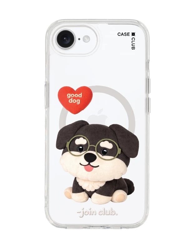 iphone 16e/17e clear case magsafe join the club heartful schnauzer