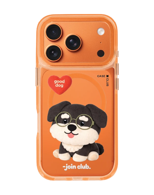 iphone 17 pro clear orange magsafe join the club heartful schnauzer