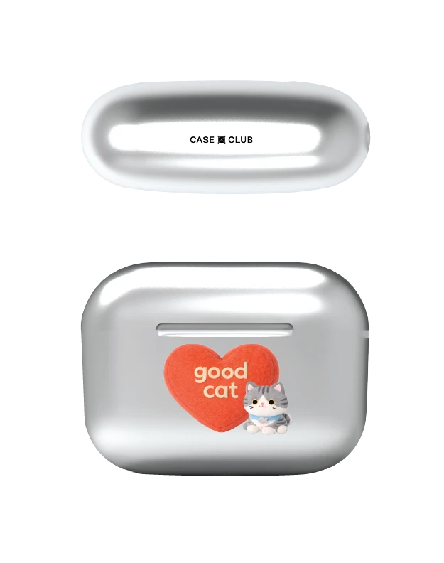airpods pro 2 silver case join the club heartful tabby cat