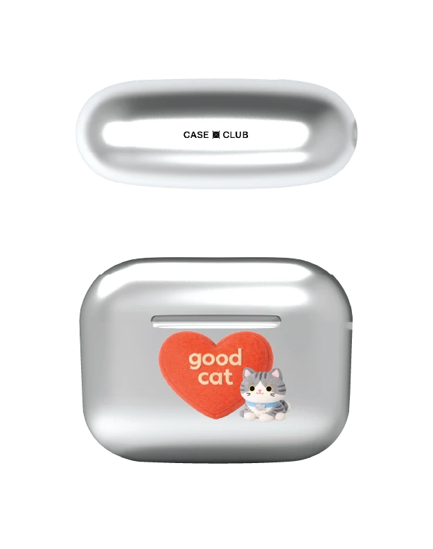 airpods pro 3 silver case join the club heartful tabby cat