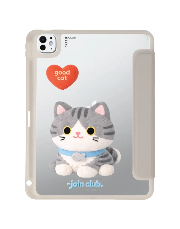 ipad pro 11" (2024) clear grey join the club heartful tabby cat
