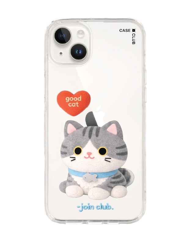 iphone 14 plus clear case join the club heartful tabby cat