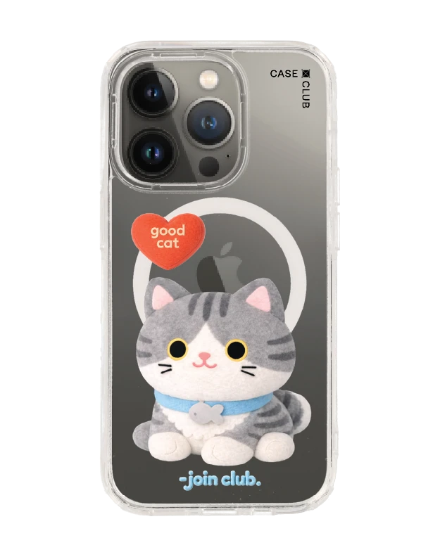 iphone 14 pro clear magsafe join the club heartful tabby cat