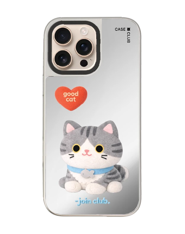 iphone 16 pro max mirror case magsafe join the club heartful tabby cat