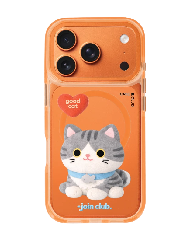 iphone 17 pro clear orange magsafe join the club heartful tabby cat