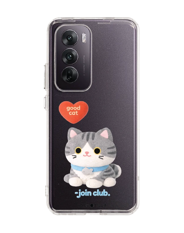 oppo reno 12 clear case join the club heartful tabby cat