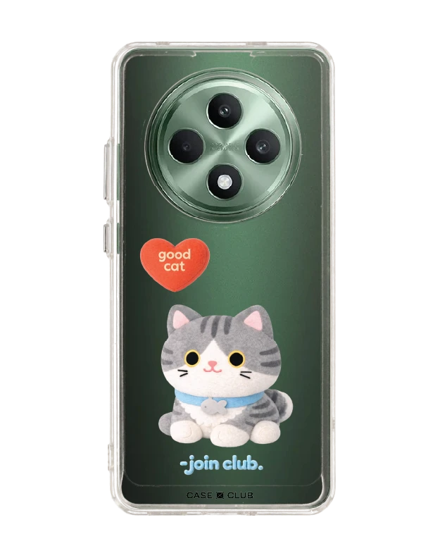 oppo reno 12f clear case join the club heartful tabby cat