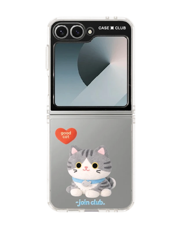 samsung galaxy z flip 6 clear case join the club heartful tabby cat