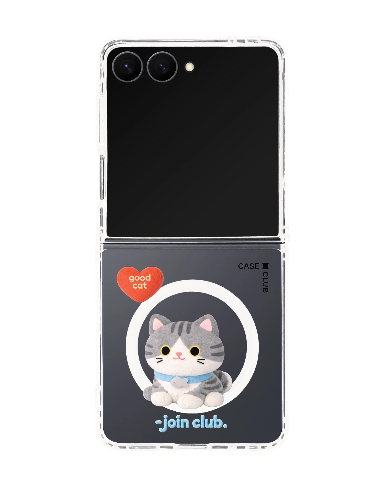 samsung galaxy z flip 8 clear magsafe join the club heartful tabby cat