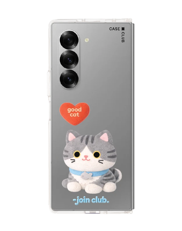 samsung galaxy z fold 6 clear case join the club heartful tabby cat