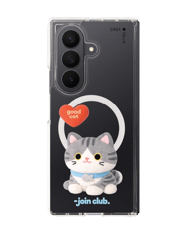 samsung galaxy z fold 7 clear magsafe join the club heartful tabby cat