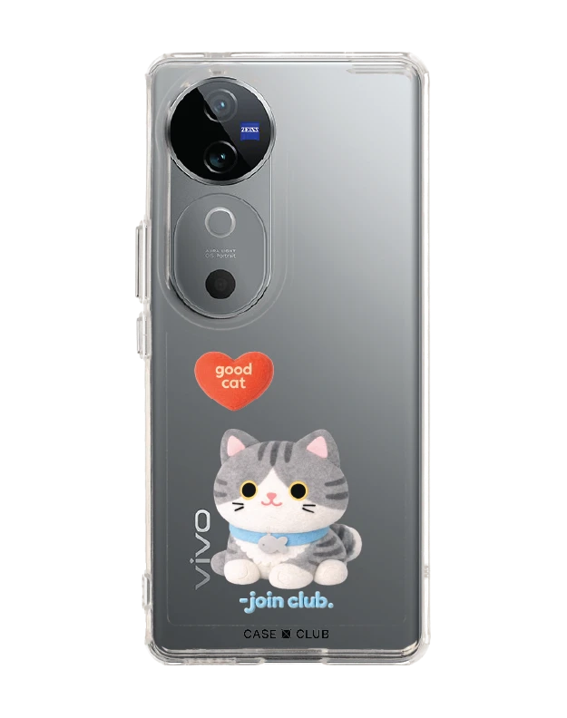 vivo v40 5g clear case join the club heartful tabby cat