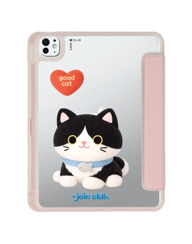 ipad pro 11" (2024) clear pink join the club heartful tuxedo cat