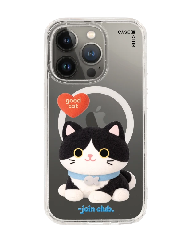 iphone 14 pro clear magsafe join the club heartful tuxedo cat