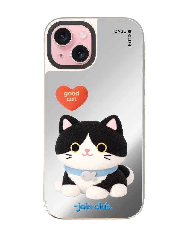 iphone 15 mirror magsafe join the club heartful tuxedo cat