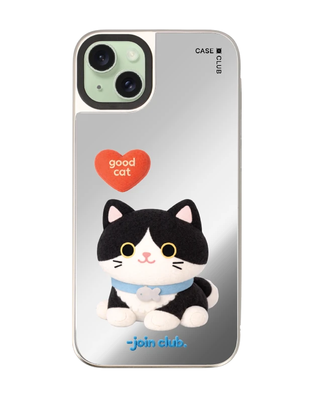 iphone 15 plus mirror magsafe join the club heartful tuxedo cat