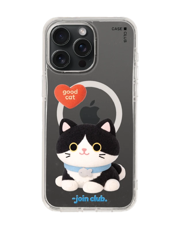iphone 15 pro max clear magsafe join the club heartful tuxedo cat