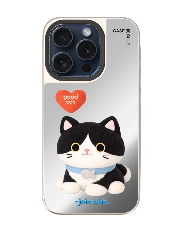 iphone 15 pro mirror magsafe join the club heartful tuxedo cat