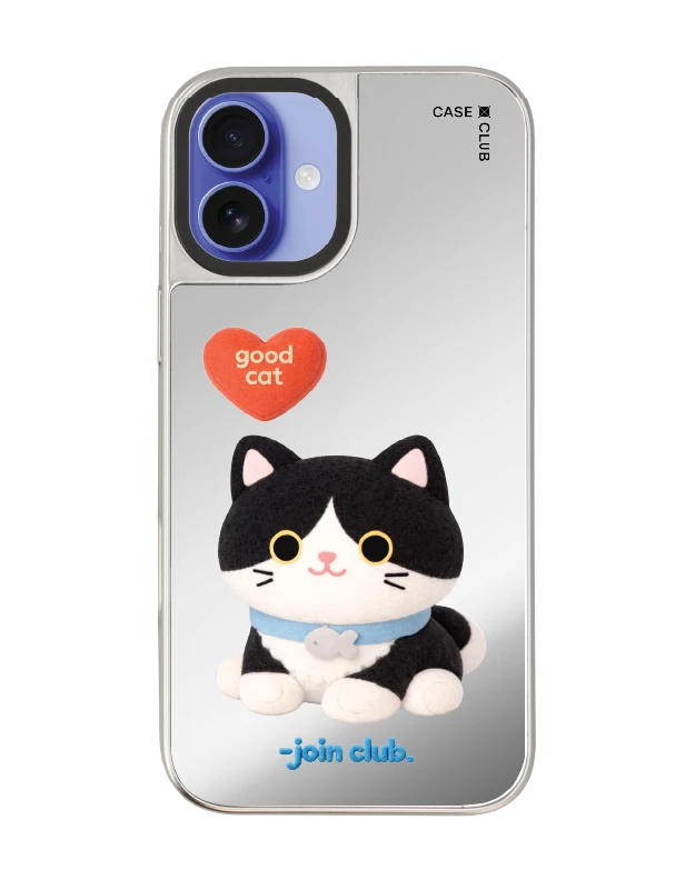 iphone 16 plus mirror case magsafe join the club heartful tuxedo cat