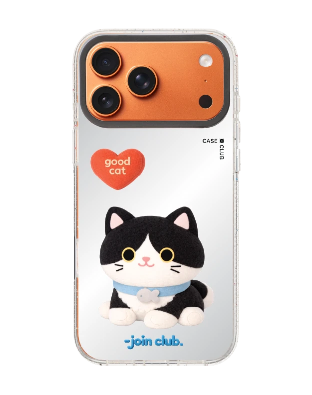 iphone 17 pro max clear mirror magsafe join the club heartful tuxedo cat