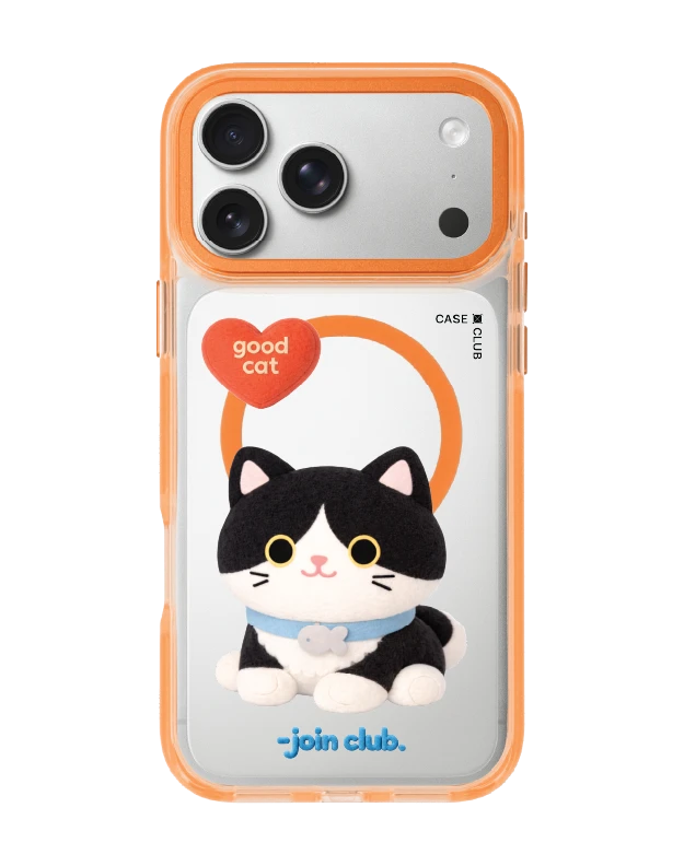 เคสใสสีส้ม iphone 17 pro max magsafe join the club heartful แมวทักซิโด้