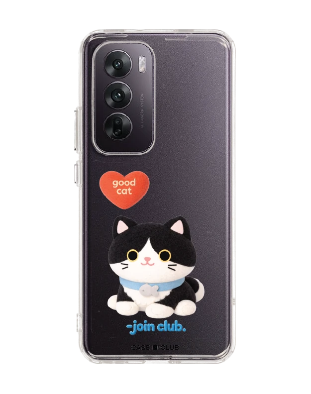 oppo reno 12 clear case join the club heartful tuxedo cat
