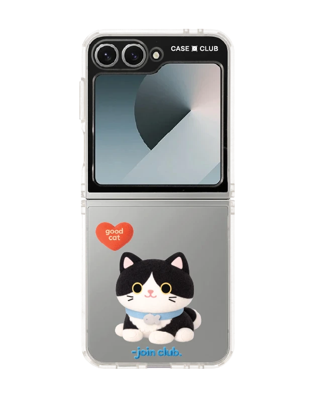 samsung galaxy z flip 6 clear case join the club heartful tuxedo cat