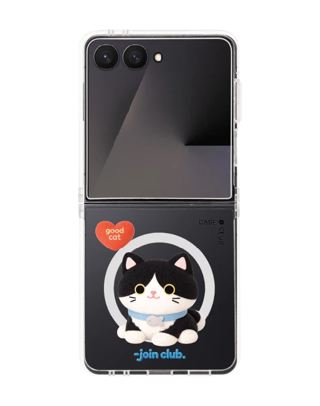 samsung galaxy z flip 7 clear magsafe join the club heartful tuxedo cat
