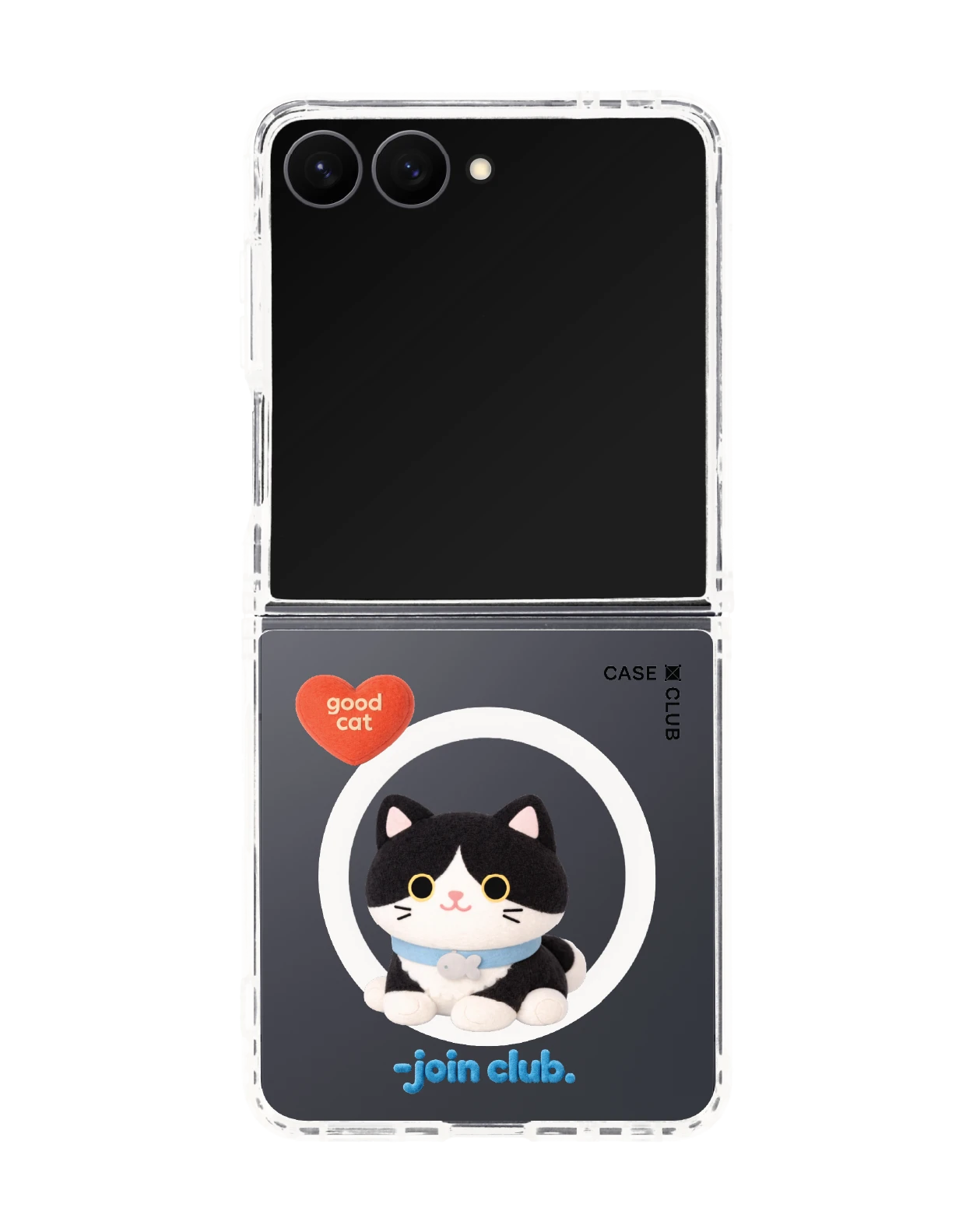 samsung galaxy z flip 8 clear magsafe join the club heartful tuxedo cat