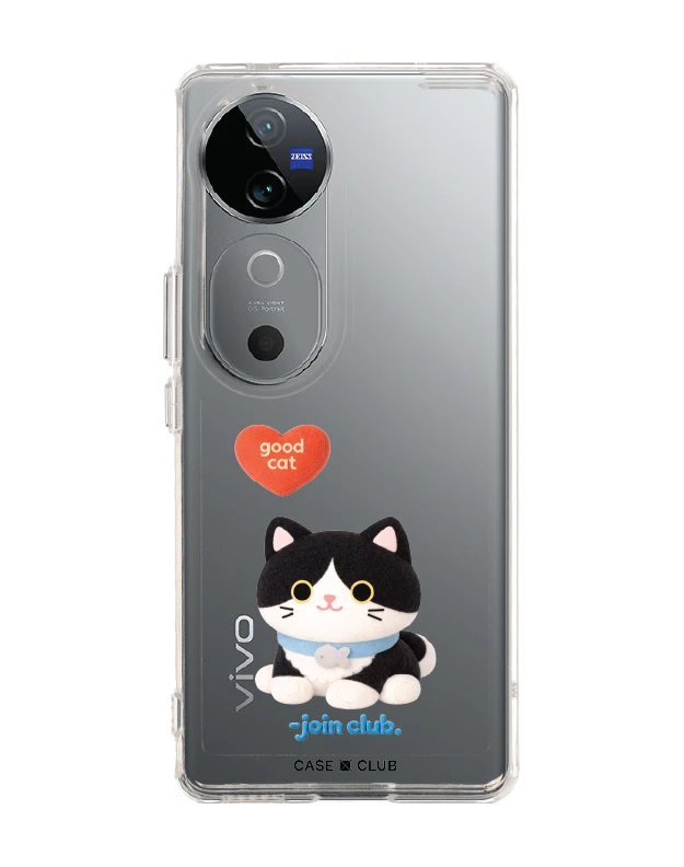 vivo v40 5g clear case join the club heartful tuxedo cat