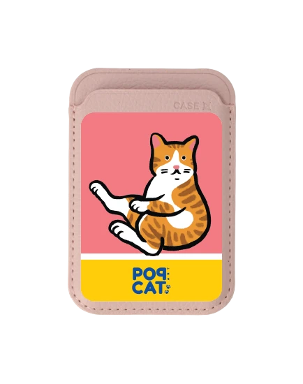 กระเป๋าใส่บัตร magsafe ชมพูอ่อน join the club แมวส้ม