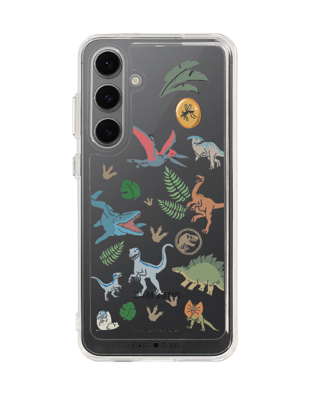 samsung galaxy s24 fe clear case jurassic cute dinosaur