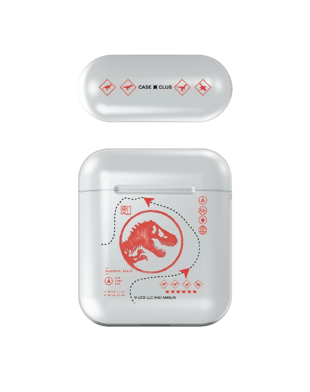airpods (1/2 gen) clear case jurassic red map