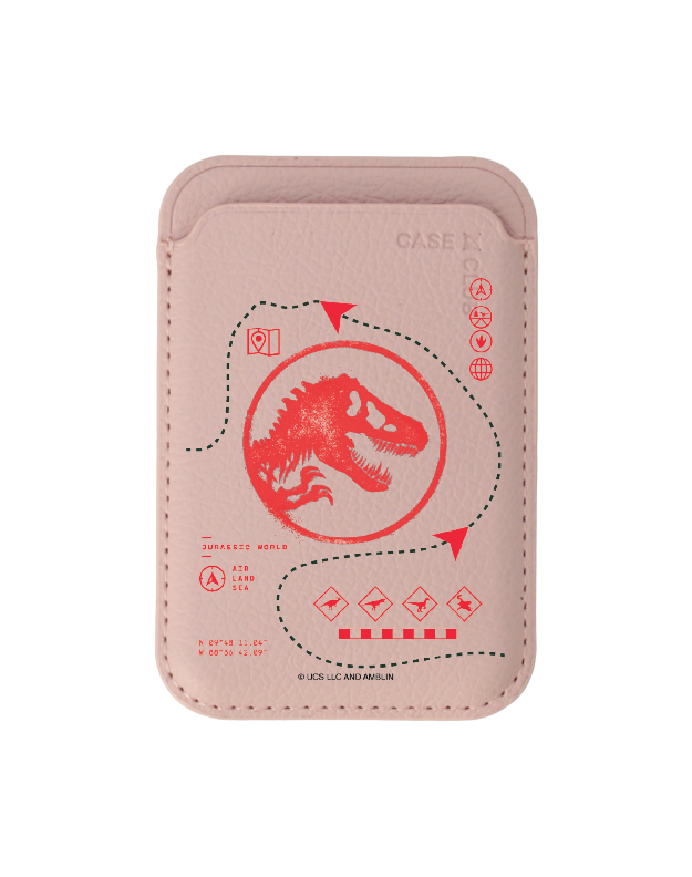 กระเป๋าใส่บัตร magsafe ชมพูอ่อน jurassic red map