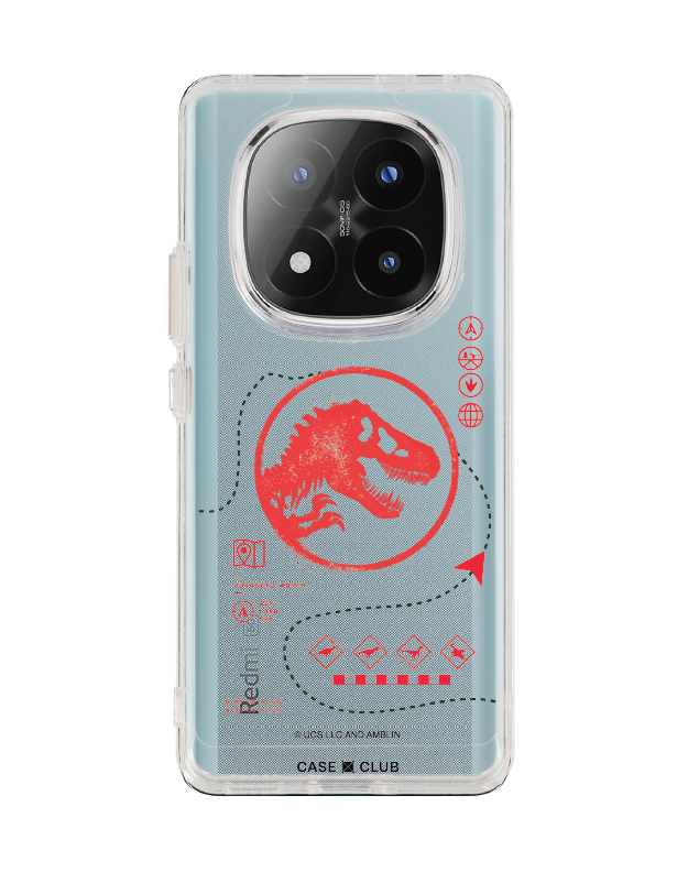 redmi note 14 pro plus clear case jurassic red map